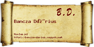 Bancza Dárius névjegykártya